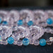 Pale Pink Crystal and Blue Aquamarine Beaded Bracelet-325404 - ZROLMA