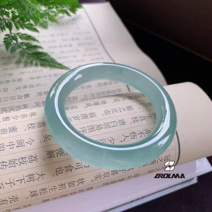 Natural Grade A Jadeite Sky Blue Bangle - ZROLMA