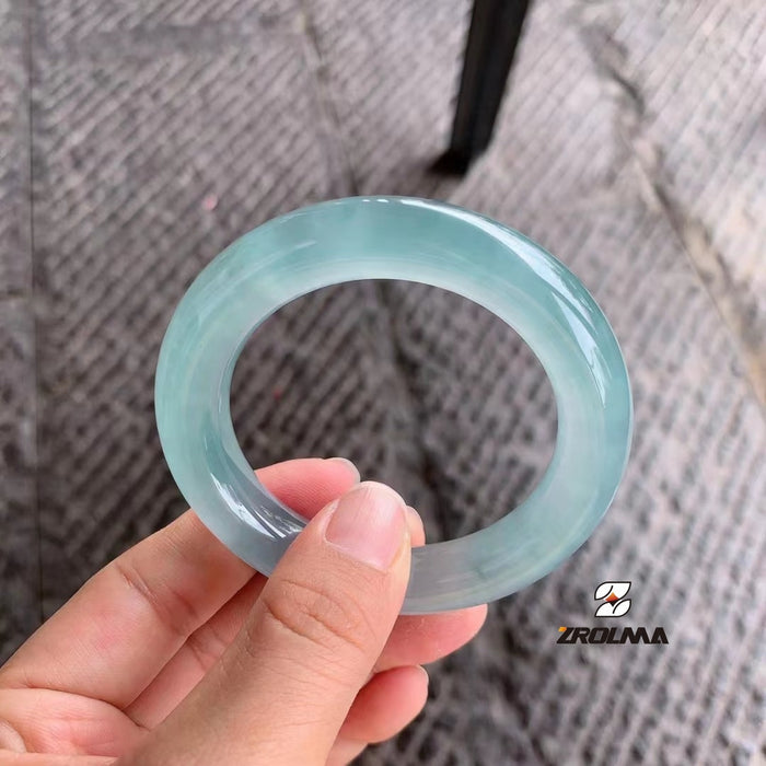 Natural Grade A Jadeite Sky Blue Bangle - ZROLMA