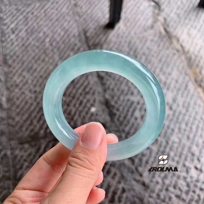 Natural Grade A Jadeite Sky Blue Bangle - ZROLMA