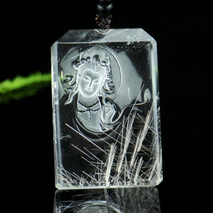 Rutilated quartz Guanyin jade plaque-ZROLMA(DZ20241010001)CM