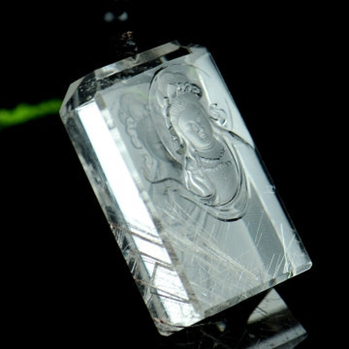 Rutilated quartz Guanyin jade plaque-ZROLMA(DZ20241010001)CM