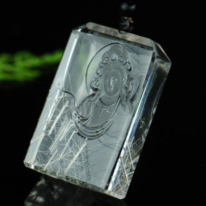 Rutilated quartz Guanyin jade plaque-ZROLMA(DZ20241010001)CM