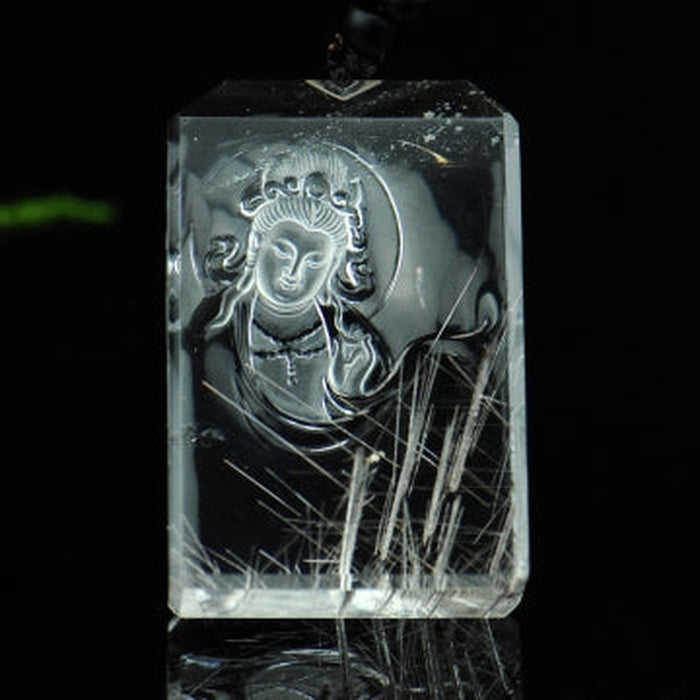 Rutilated quartz Guanyin jade plaque-ZROLMA(DZ20241010001)CM