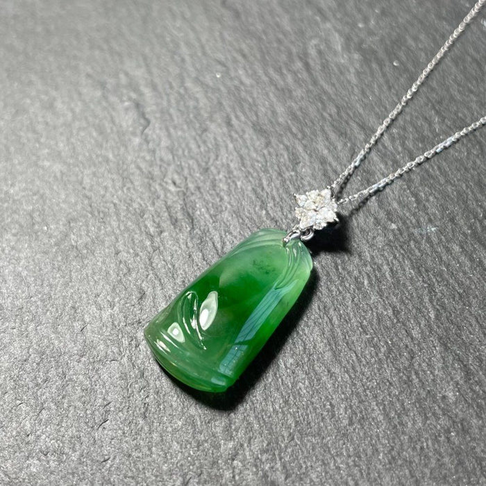 Colgante de bambú de jadeíta de color verde hielo intenso - ZROLMA (DZ2024921001)