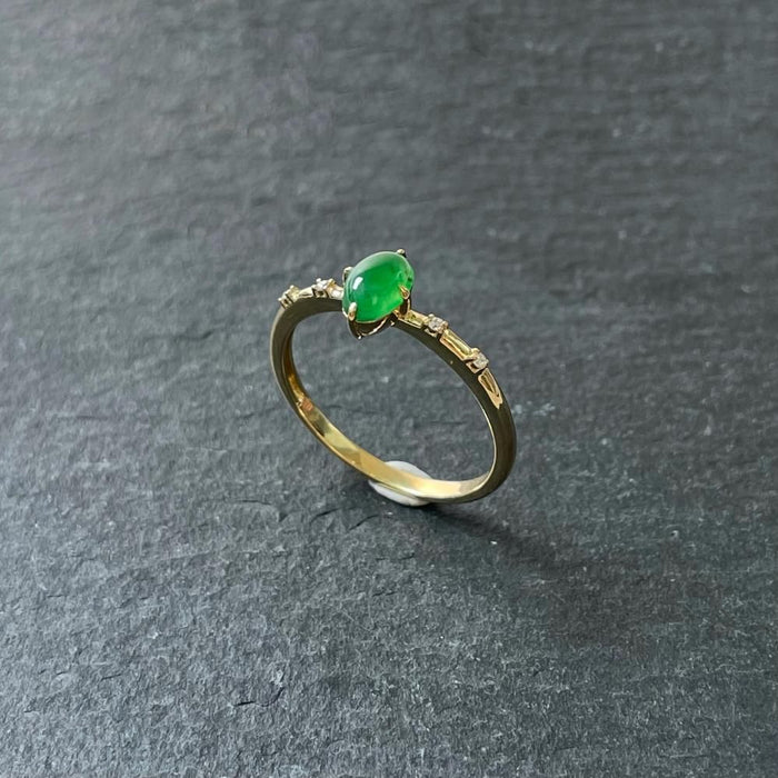 Anillo de cabujón verde completo con cera de hielo - ZROLMA (JZ2024913001)