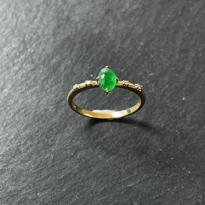 Ice waxy full green cabochon ring-ZROLMA(JZ2024913001)