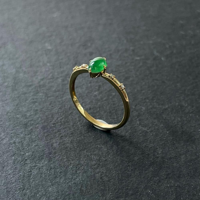 Ice waxy full green cabochon ring-ZROLMA(JZ2024913001)