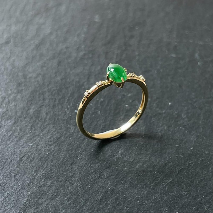 Ice waxy full green cabochon ring-ZROLMA(JZ2024913001)