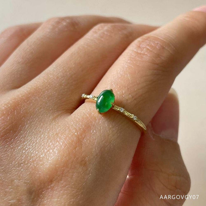 Anillo de cabujón verde completo con cera de hielo - ZROLMA (JZ2024913001)