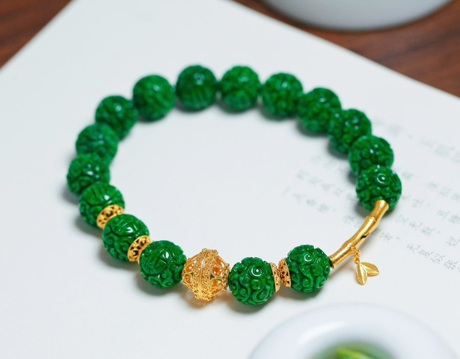 Emerald embroidered flower ball bracelet-ZROLMA(SC2024925001)