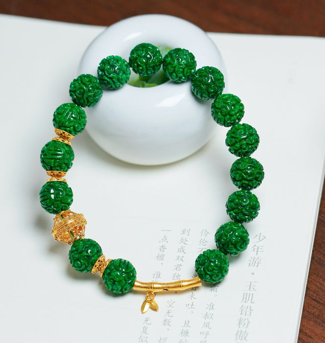 Emerald embroidered flower ball bracelet-ZROLMA(SC2024925001)