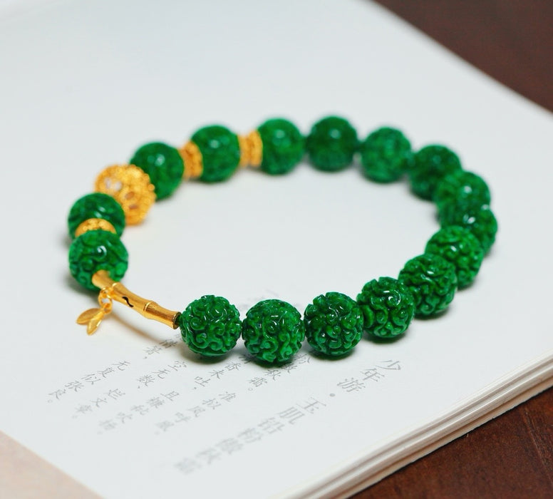 Emerald embroidered flower ball bracelet-ZROLMA(SC2024925001)