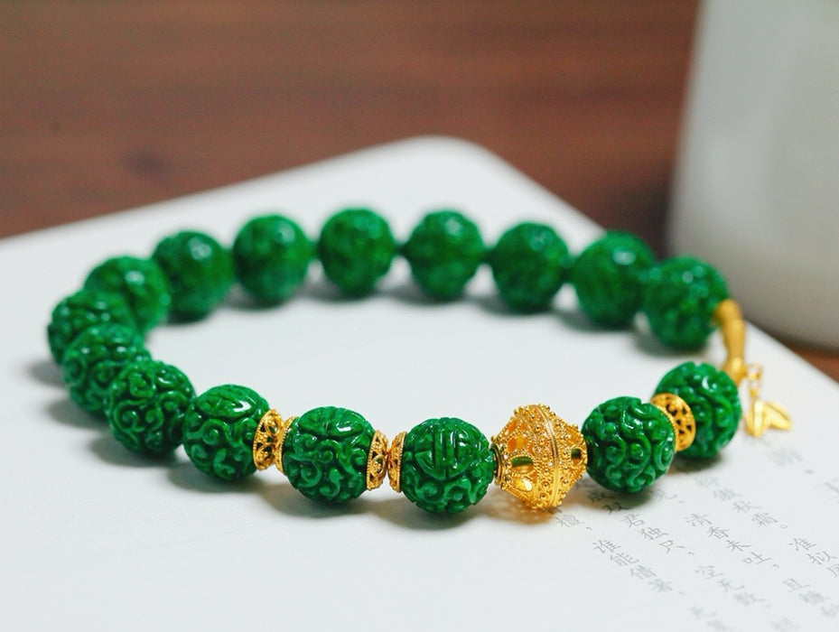 Emerald embroidered flower ball bracelet-ZROLMA(SC2024925001)