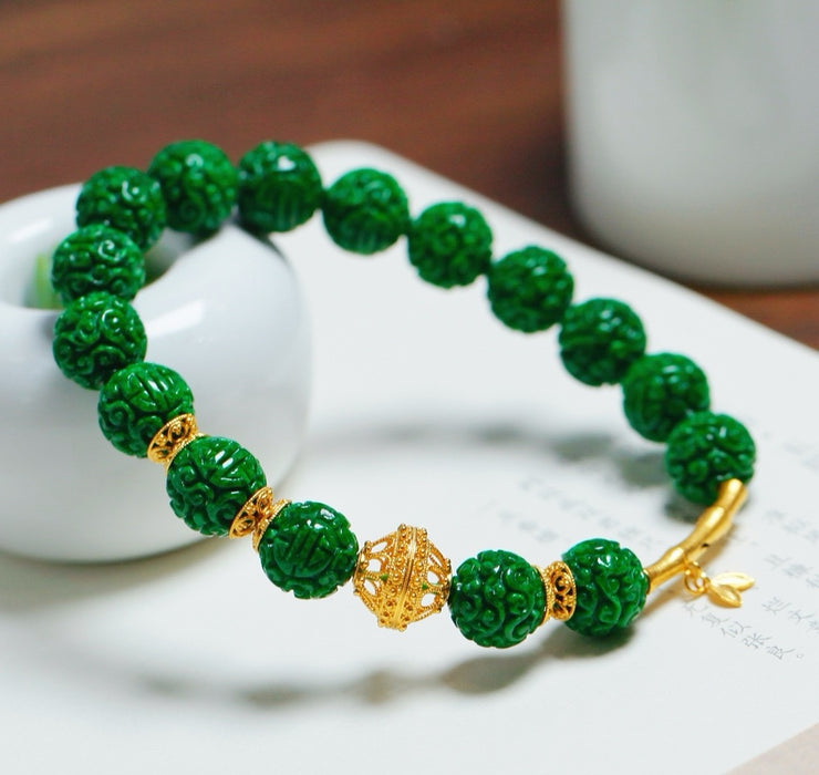 Emerald embroidered flower ball bracelet-ZROLMA(SC2024925001)