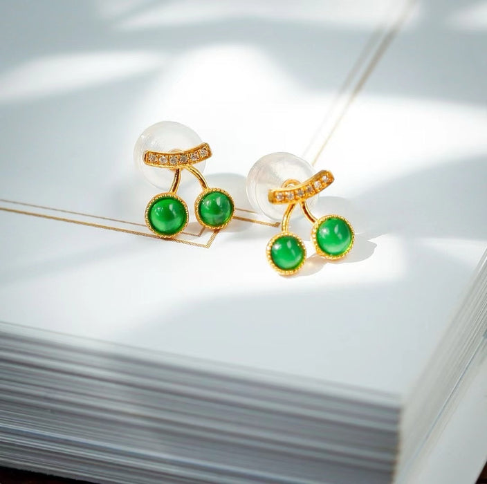 Jadeite cherry earrings-ZROLMA(ES2024925001)