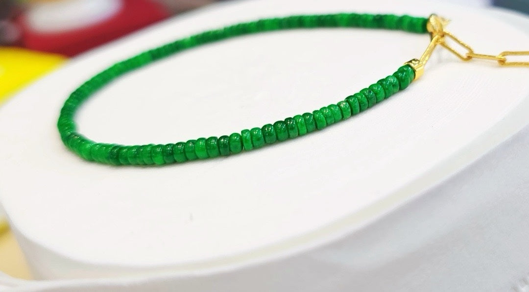 Pulsera de cuentas de jadeíta verde picante - ZROLMA (SC2024924001)