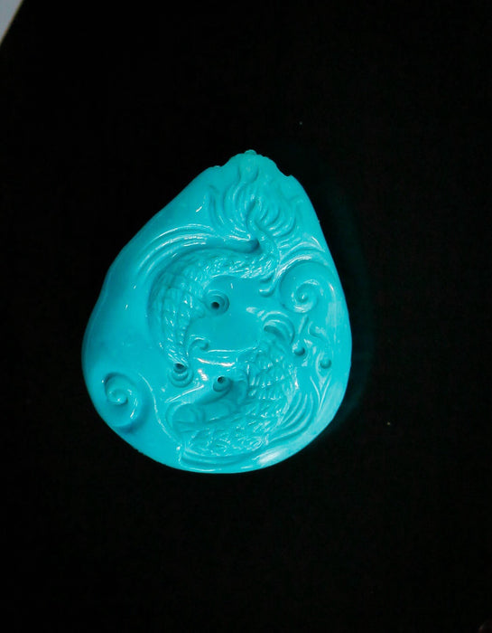 Turquoise "Dragon Soaring Among the Clouds" pendant-ZROLMA(DZ2024925001)