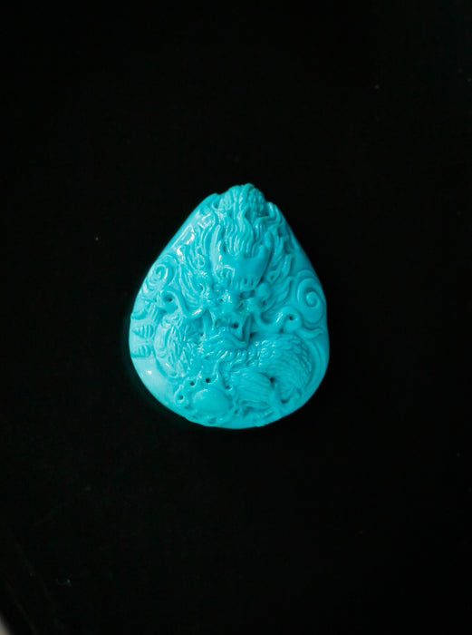 Turquoise "Dragon Soaring Among the Clouds" pendant-ZROLMA(DZ2024925001)