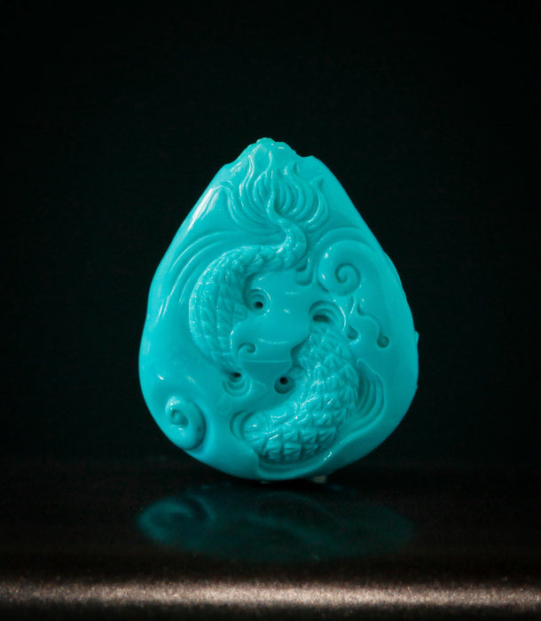 Turquoise "Dragon Soaring Among the Clouds" pendant-ZROLMA(DZ2024925001)