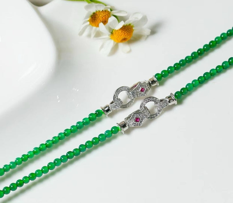 Collar de jadeíta verde picante - ZROLMA (ZC2024924001)