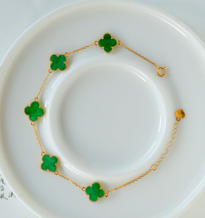 Spicy green jadeite four-leaf clover bracelet-ZROLMA(SC2024924001)