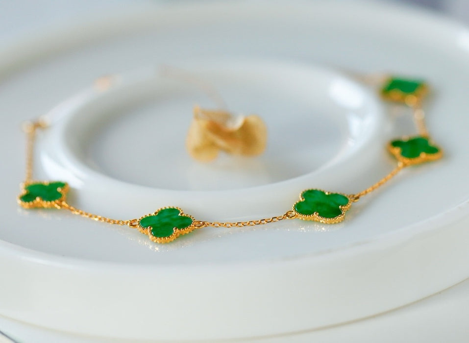 Spicy green jadeite four-leaf clover bracelet-ZROLMA(SC2024924001)