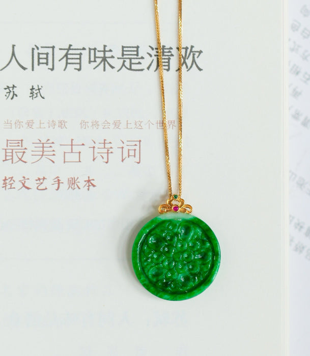 Colgante de placa wushi de jade verde picante - ZROLMA (DZ2024921001)