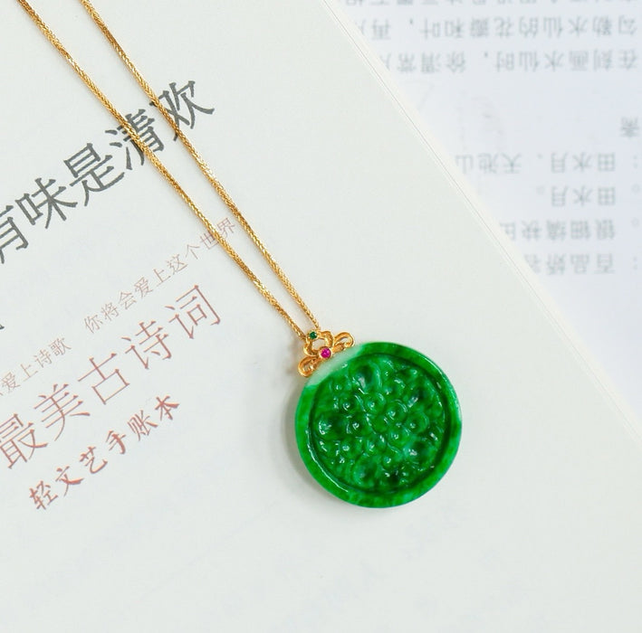 Spicy green jade wushi plaque pendant-ZROLMA(DZ2024921001)