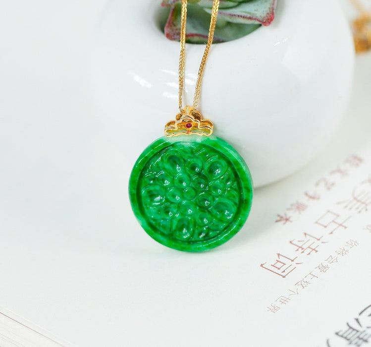 Spicy green jade wushi plaque pendant-ZROLMA(DZ2024921001)