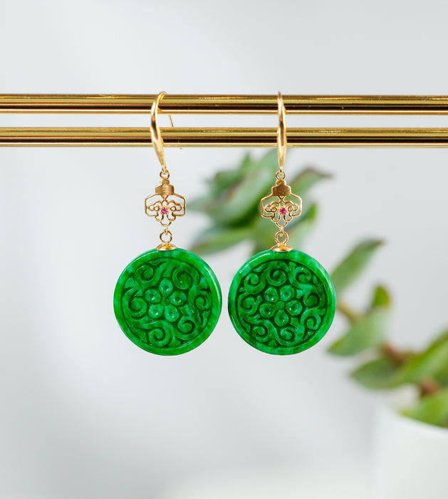 Radiant green jade earrings-ZROLMA(EG2024921001)