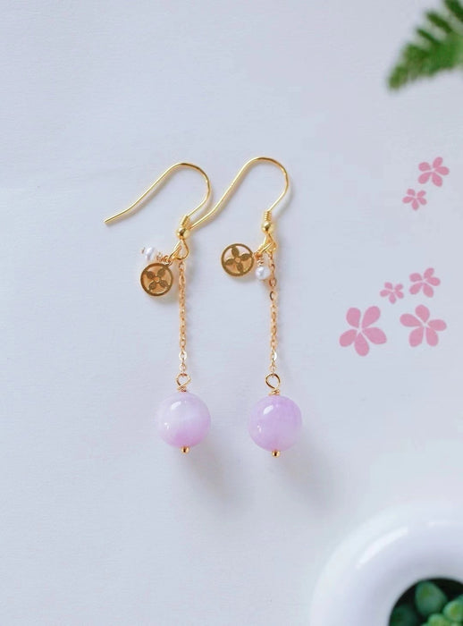 Cat's eye kunzite earrings-ZROLMA(EG2024919001)