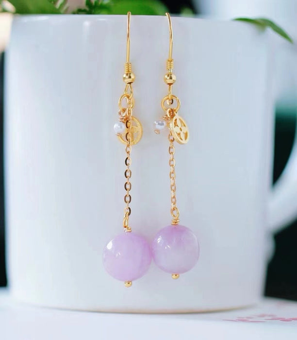 Cat's eye kunzite earrings-ZROLMA(EG2024919001)