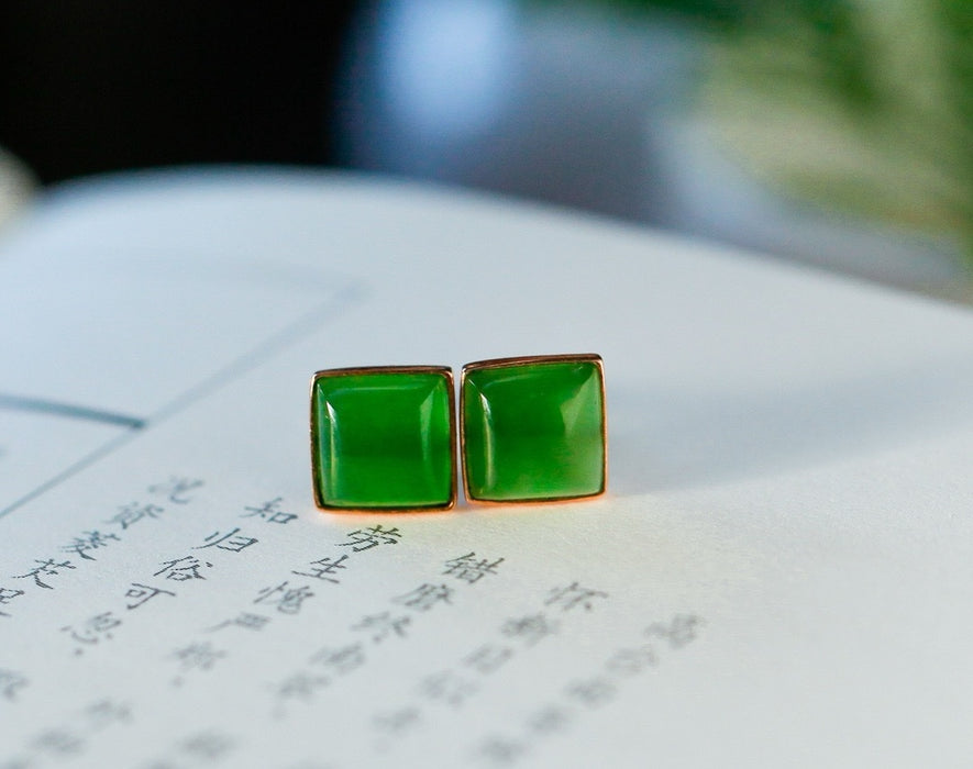 Elegant imperial green jade earrings-ZROLMA(ES2024925001)