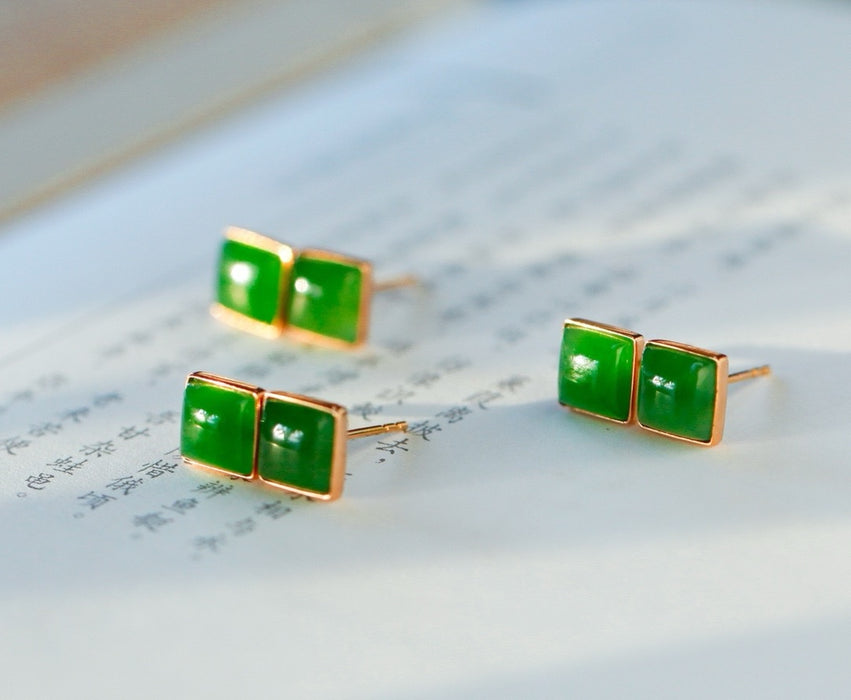 Elegantes pendientes de jade verde imperial-ZROLMA(ES2024925001)