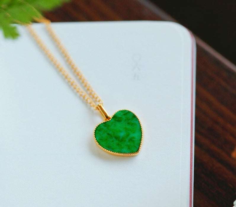 Spicy-colored heart-shaped jadeite pendant-ZROLMA(DZ2024924001)