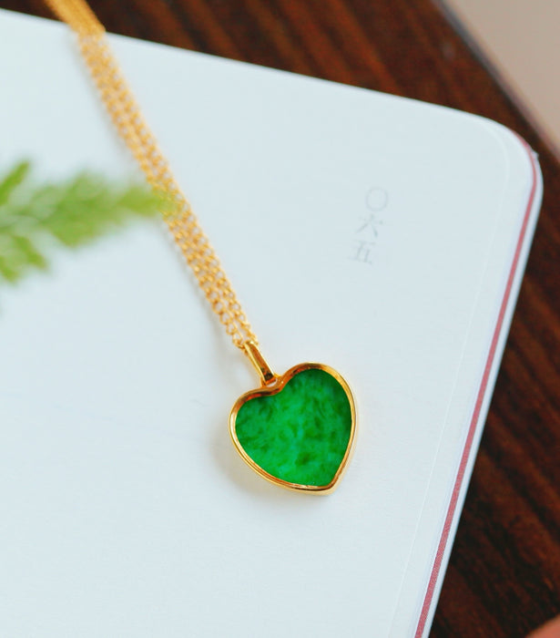 Spicy-colored heart-shaped jadeite pendant-ZROLMA(DZ2024924001)