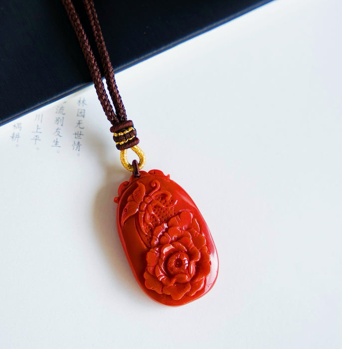 Natural Nanhong agate "Blooming Prosperity" pendant-ZROLMA(DZ2024924001)