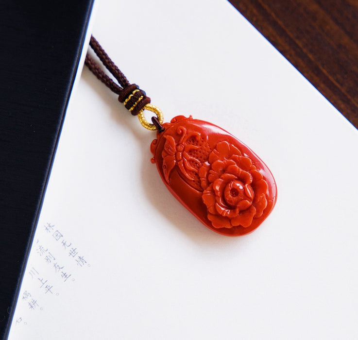 Natural Nanhong agate "Blooming Prosperity" pendant-ZROLMA(DZ2024924001)