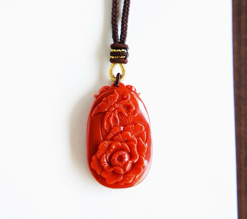 Natural Nanhong agate "Blooming Prosperity" pendant-ZROLMA(DZ2024924001)