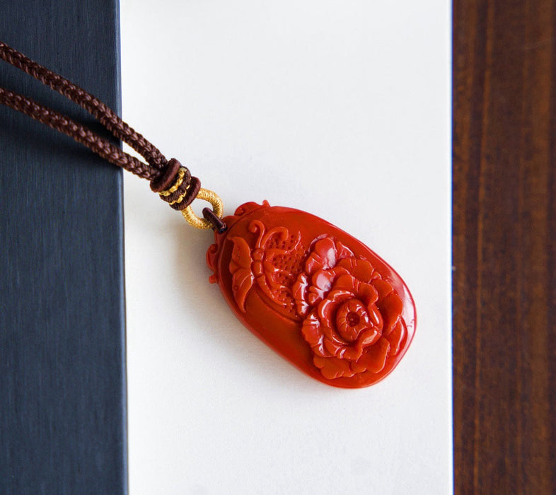 Natural Nanhong agate "Blooming Prosperity" pendant-ZROLMA(DZ2024924001)