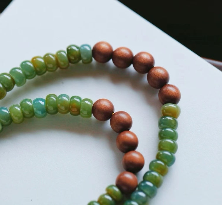 Yellow and green jadeite bead necklace.-ZROLMA(SC2024923001)