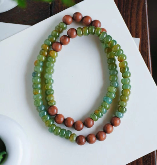 Yellow and green jadeite bead necklace.-ZROLMA(SC2024923001)