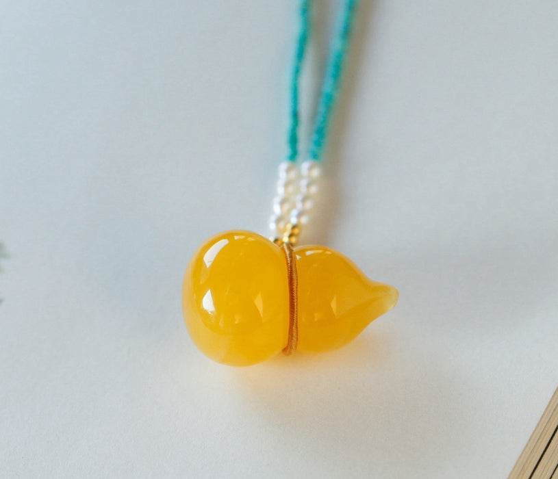 Chicken fat yellow amber gourd pendant-ZROLMA(DZ2024921001)