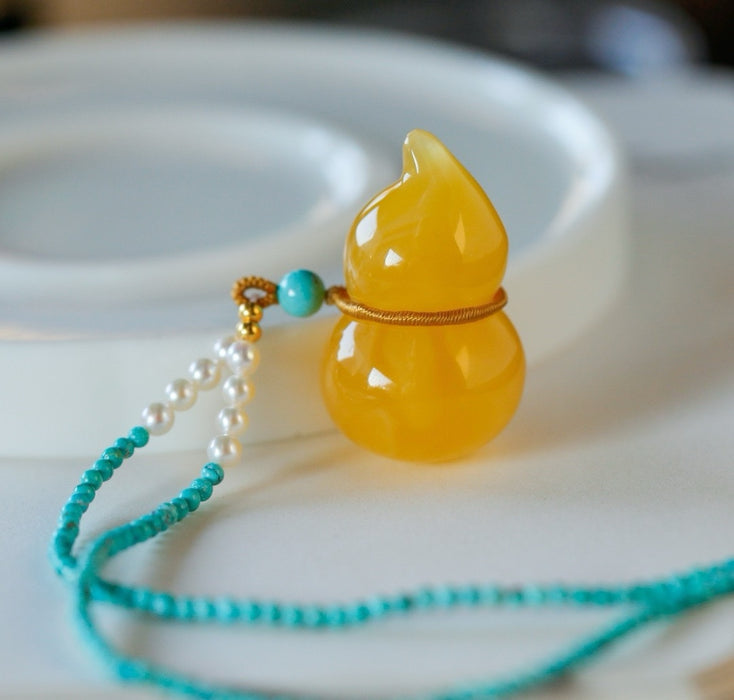 Chicken fat yellow amber gourd pendant-ZROLMA(DZ2024921001)