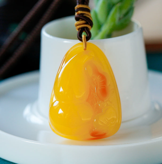 Natural chicken fat yellow amber gourd pendant-ZROLMA(DZ2024923001)