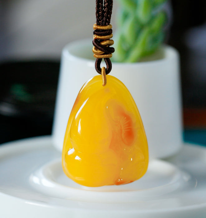 Natural chicken fat yellow amber gourd pendant-ZROLMA(DZ2024923001)