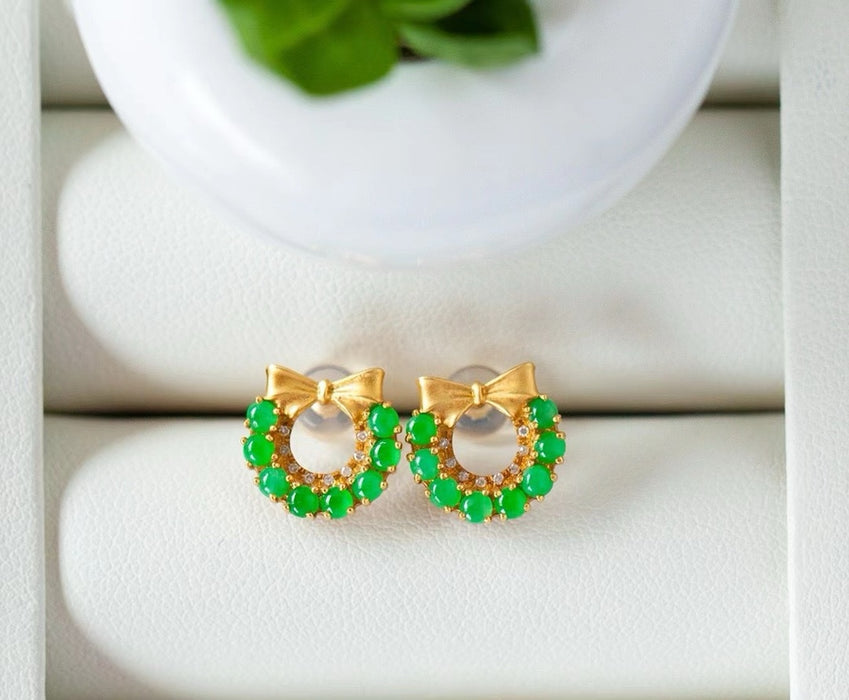 Ice green cabochon inlaid earrings-ZROLMA(ES2024921001)