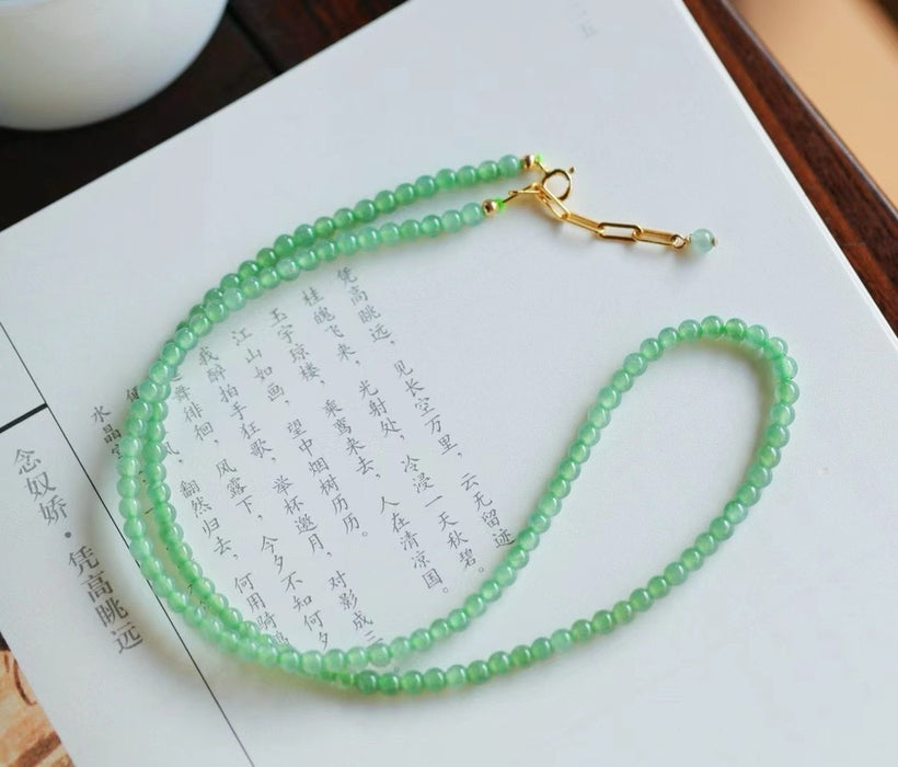 Collar de jade nefrita con relleno de oro de 14 quilates con estilo qing shui - ZROLMA (ZC2024923001)