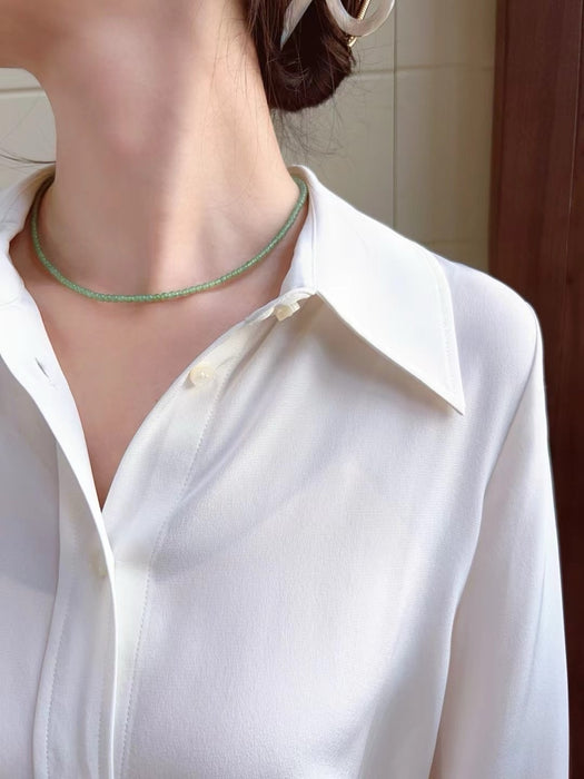 Collar de jade nefrita con relleno de oro de 14 quilates con estilo qing shui - ZROLMA (ZC2024923001)